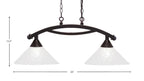 Bow Two Light Island Pendant in Dark Granite with 12" Italian Bubble Shade
