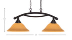 Bow Two Light Island Pendant in Dark Granite with 12" Cayenne Linen Shade