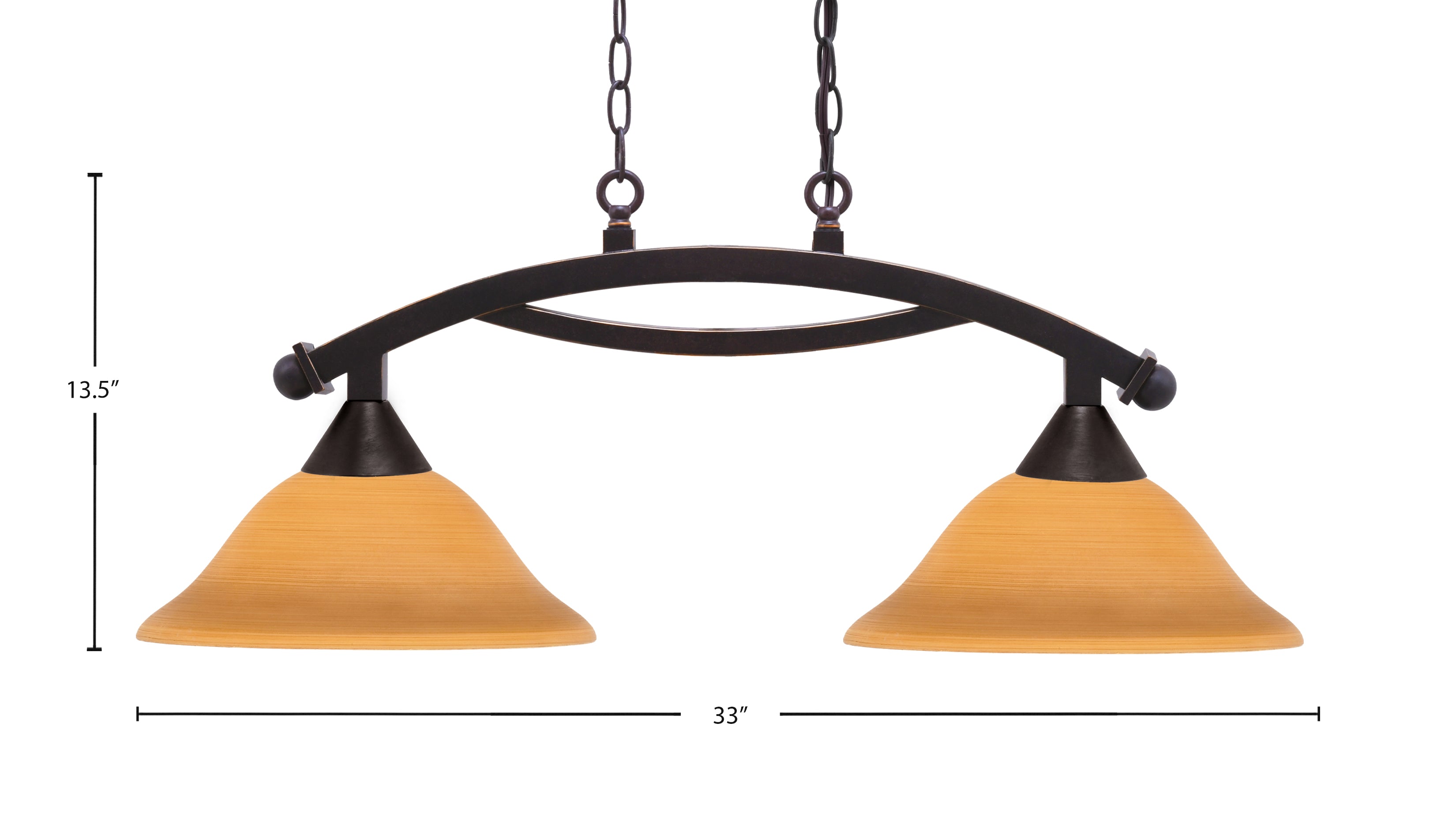 Bow Two Light Island Pendant in Dark Granite with 12" Cayenne Linen Shade