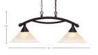 Bow Two Light Island Pendant in Dark Granite with 12" Amber Crystal Shade