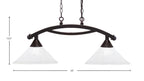 Bow Two Light Island Pendant in Dark Granite with 12" Frosted Crystal Shade