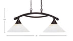 Bow Two Light Island Pendant in Dark Granite with 12" Gold Ice Shade