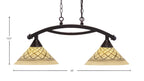 Bow Two Light Island Pendant in Dark Granite with 12" Chocolate Icing Shade