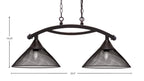 Bow Two Light Island Pendant in Dark Granite with Dark Granite Cone Mesh Metal Shade Shade