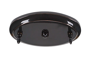 Bow Two Light Island Pendant in Black Copper with Clear Bubble Shade