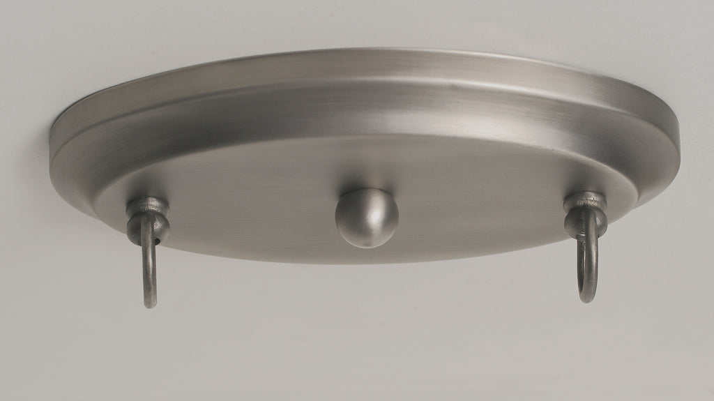 Bow Two Light Island Pendant in Brushed Nickel with White Muslin Shade