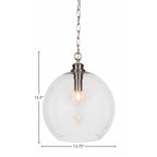 Kimbro One Light Pendant in Brushed Nickel with 13.75" Clear Bubble Shade