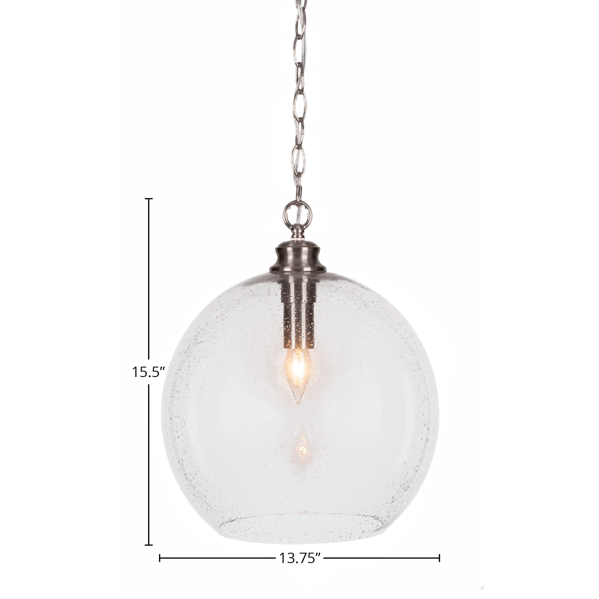 Kimbro One Light Pendant in Brushed Nickel with 13.75" Clear Bubble Shade