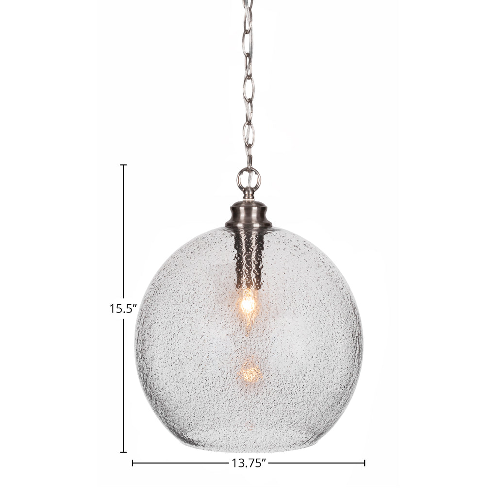 Kimbro One Light Pendant in Brushed Nickel with 13.75" Smoke Bubble Shade
