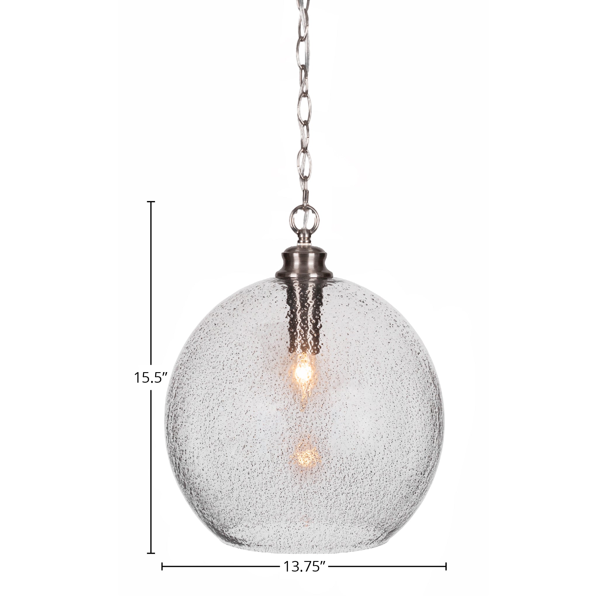 Kimbro One Light Pendant in Brushed Nickel with 13.75" Smoke Bubble Shade