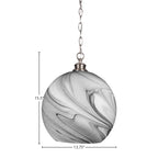 Kimbro One Light Pendant in Brushed Nickel with 13.75" Onyx Swirl Shade