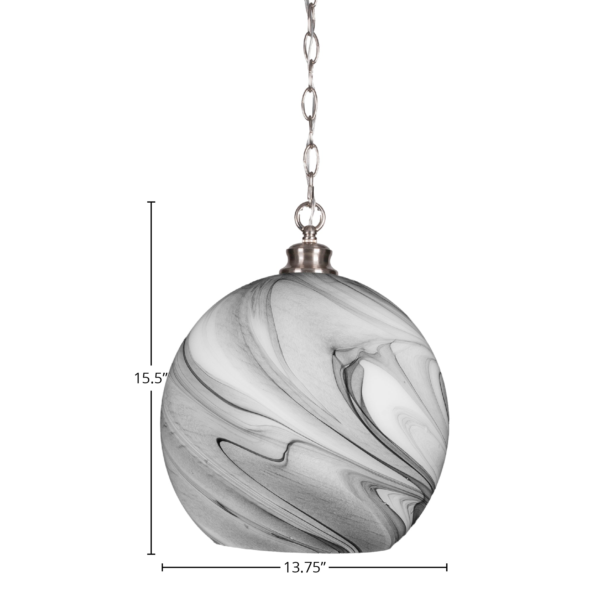 Kimbro One Light Pendant in Brushed Nickel with 13.75" Onyx Swirl Shade
