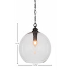 Kimbro One Light Pendant in Matte Black with 13.75" Clear Bubble Shade