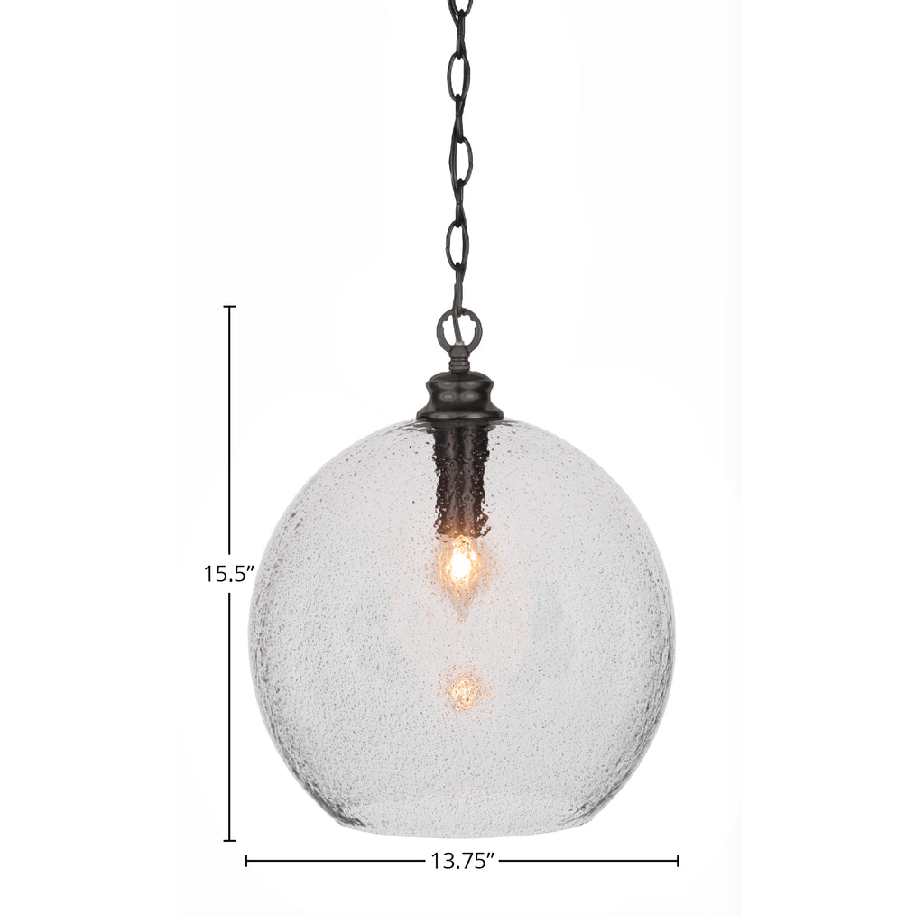 Kimbro One Light Pendant in Matte Black with 13.75" Smoke Bubble Shade