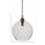 Kimbro One Light Pendant in Matte Black with 13.75" Smoke Bubble Shade