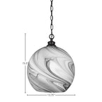 Kimbro One Light Pendant in Matte Black with 13.75" Onyx Swirl Shade