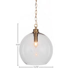 Kimbro One Light Pendant in New Age Brass with 13.75" Clear Bubble Shade