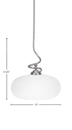 Capri One Light Pendant in Brushed Nickel with 13" White Muslin Shade