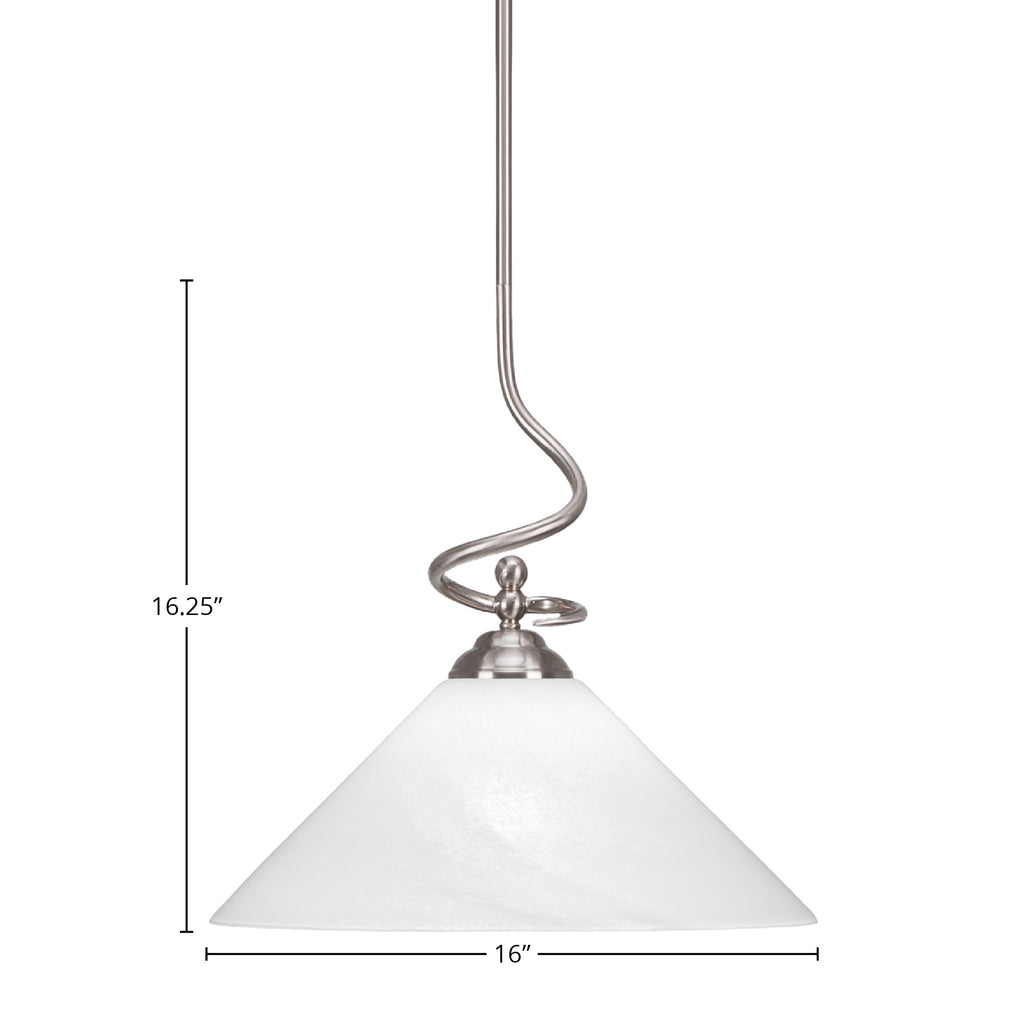 Capri One Light Pendant in Brushed Nickel with 16" White Marble Shade