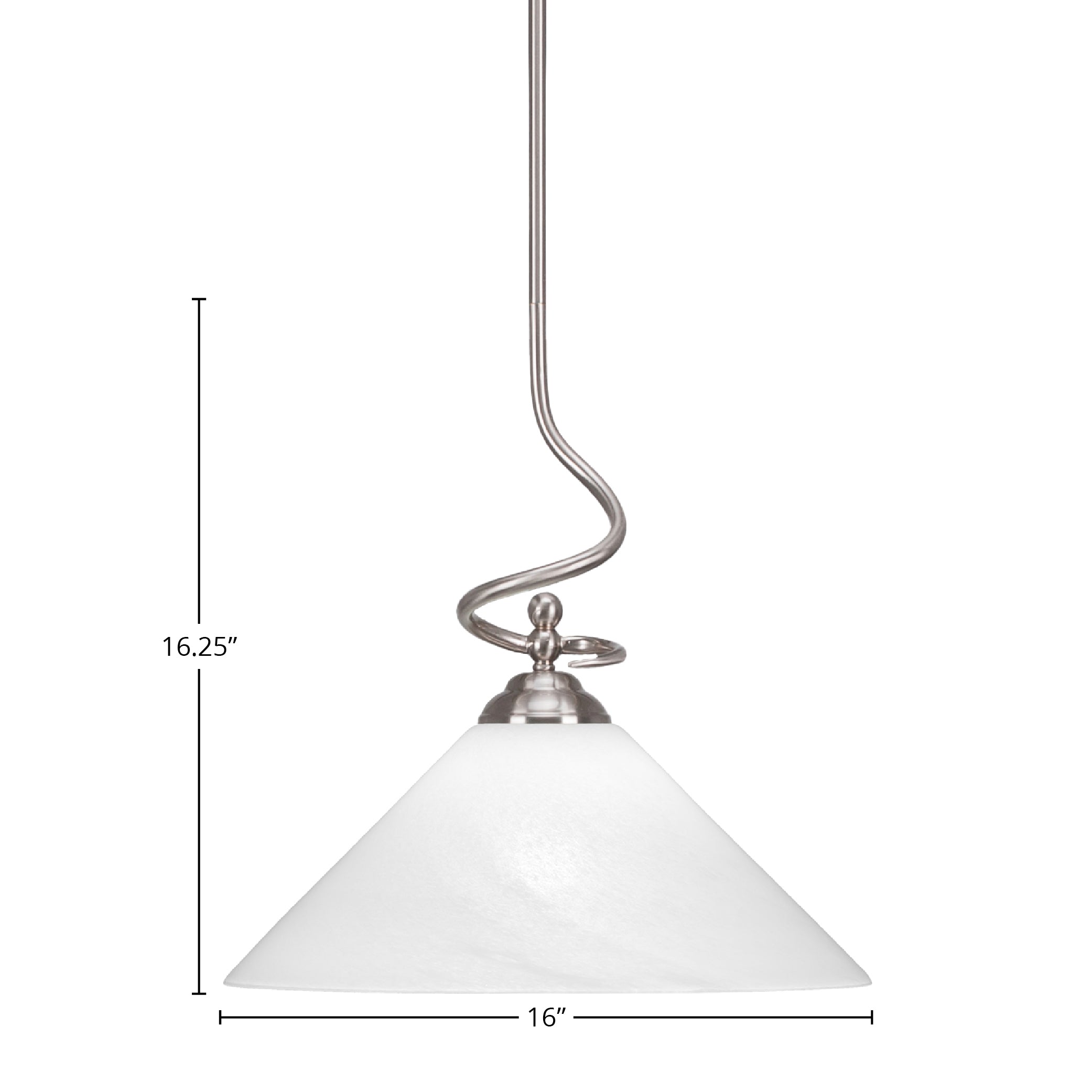 Capri One Light Pendant in Brushed Nickel with 16" White Marble Shade