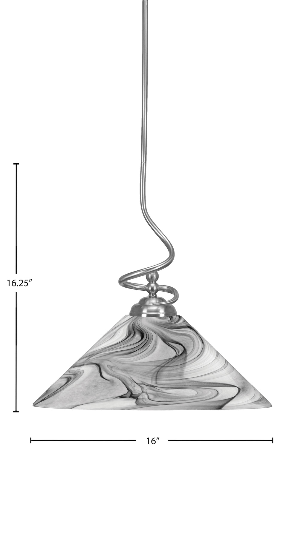Capri One Light Pendant in Brushed Nickel with 16" Onyx Swirl Shade