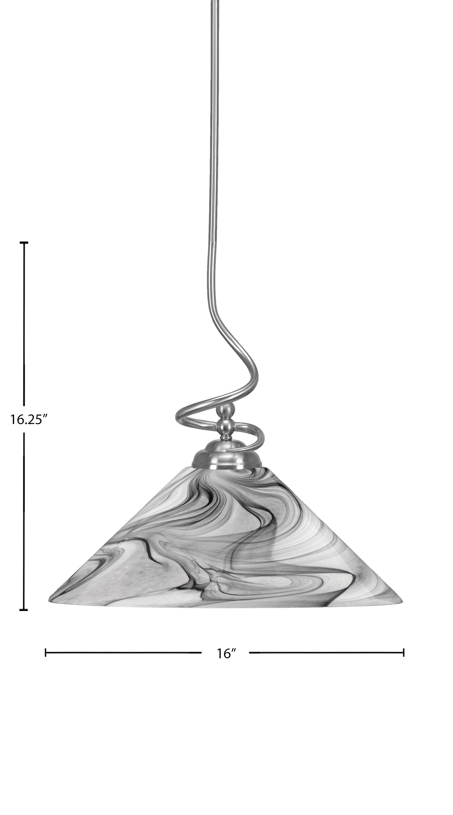 Capri One Light Pendant in Brushed Nickel with 16" Onyx Swirl Shade