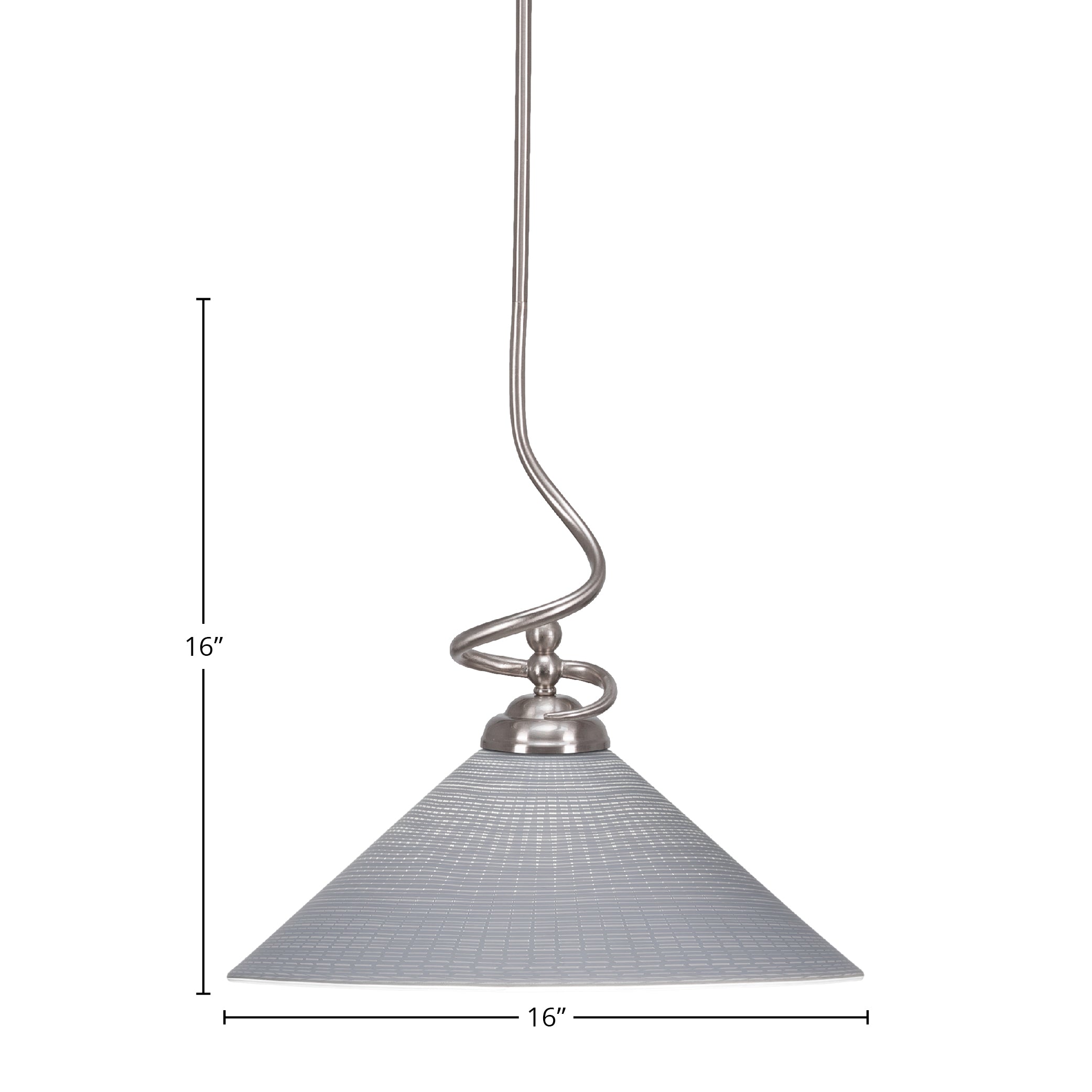 Capri One Light Pendant in Brushed Nickel with 16" Gray Matrix Shade