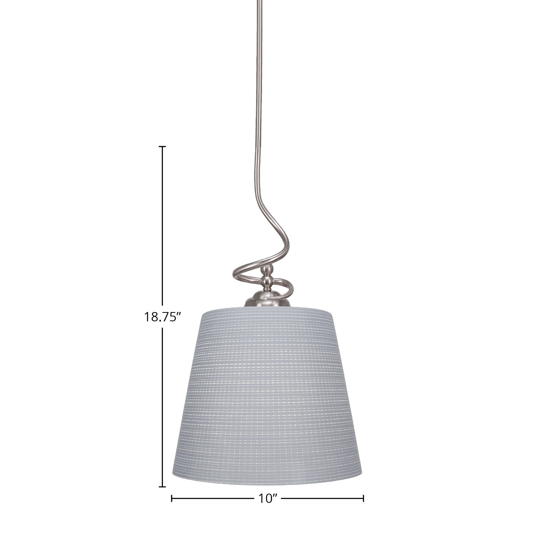 Capri One Light Pendant in Brushed Nickel with 10" Gray Matrix Shade