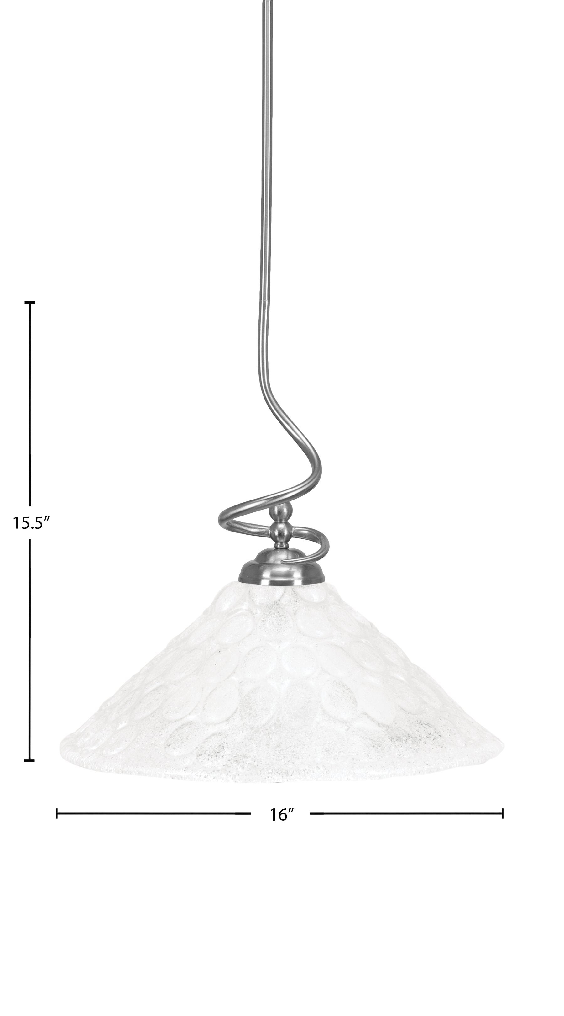 Capri One Light Pendant in Brushed Nickel with 16" Italian Bubble Shade