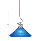 Capri One Light Pendant in Brushed Nickel with 16" Blue Italian Shade