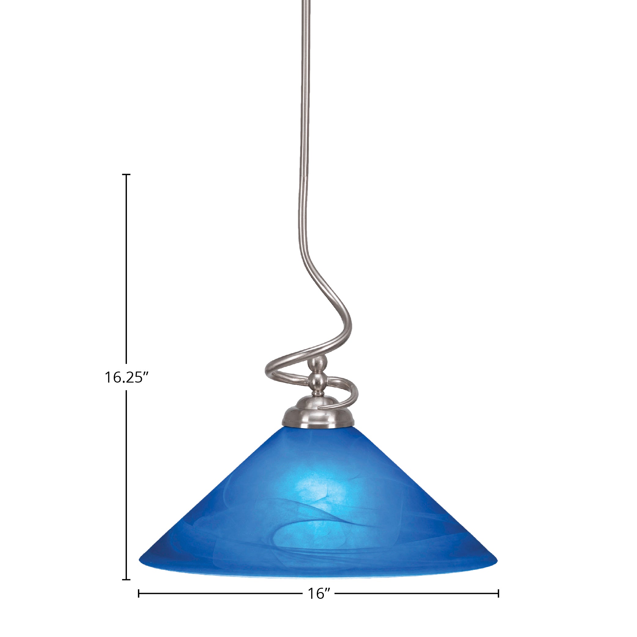 Capri One Light Pendant in Brushed Nickel with 16" Blue Italian Shade