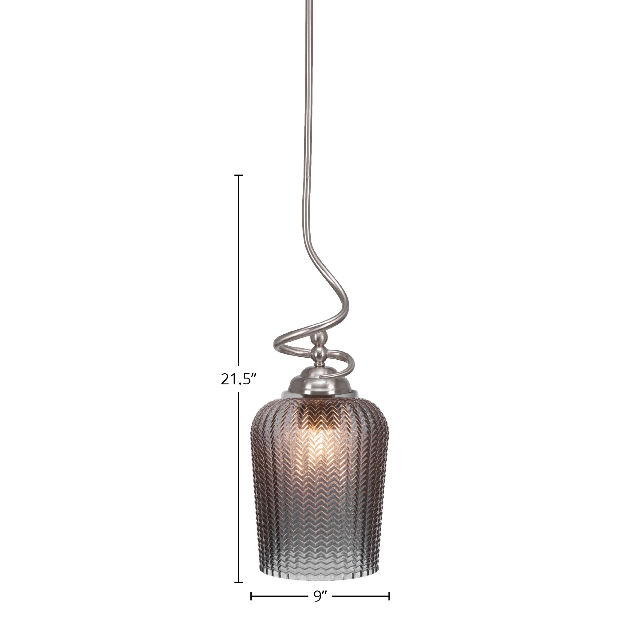 Capri One Light Pendant in Brushed Nickel with 9" Smoke Textured Shade