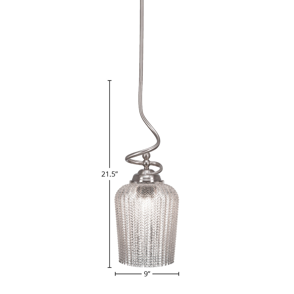 Capri One Light Pendant in Brushed Nickel with 9" Silver Textured Shade