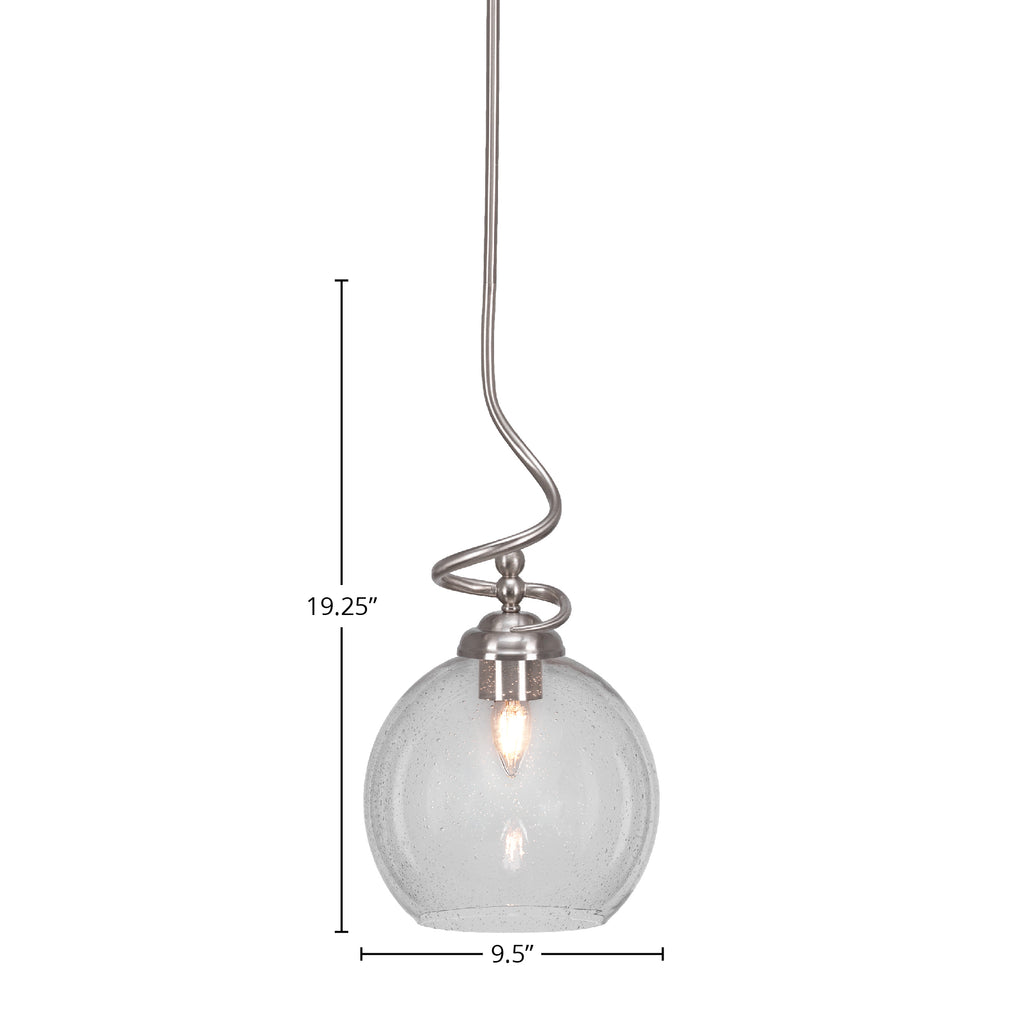 Capri One Light Pendant in Brushed Nickel with 9.5" Clear Bubble Shade