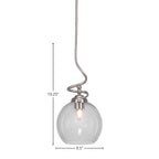 Capri One Light Pendant in Brushed Nickel with 9.5" Clear Bubble Shade