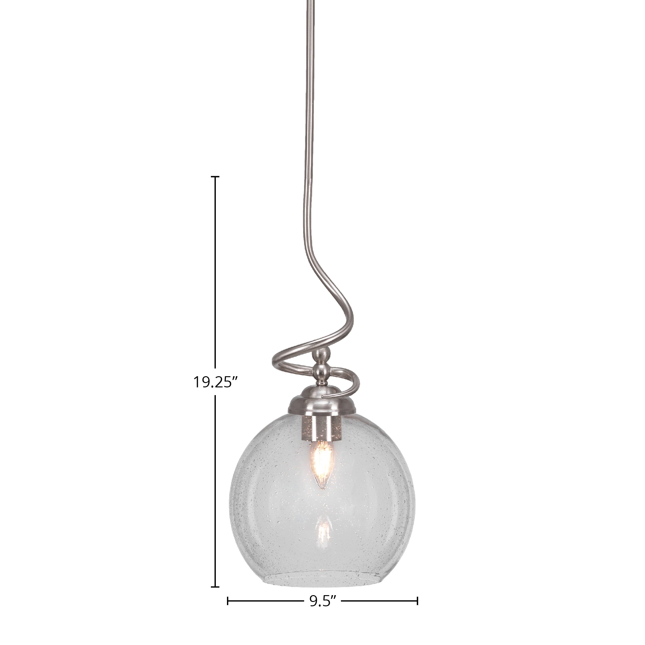 Capri One Light Pendant in Brushed Nickel with 9.5" Clear Bubble Shade