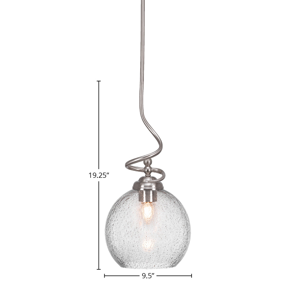 Capri One Light Pendant in Brushed Nickel with 9.5" Smoke Bubble Shade