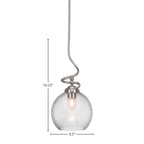 Capri One Light Pendant in Brushed Nickel with 9.5" Smoke Bubble Shade