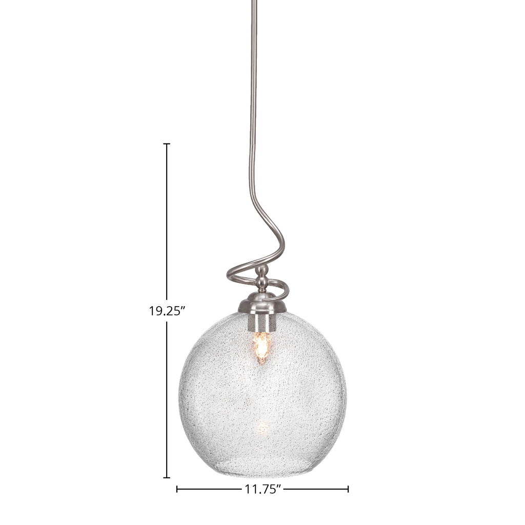 Capri One Light Pendant in Brushed Nickel with 11.75" Smoke Bubble Shade