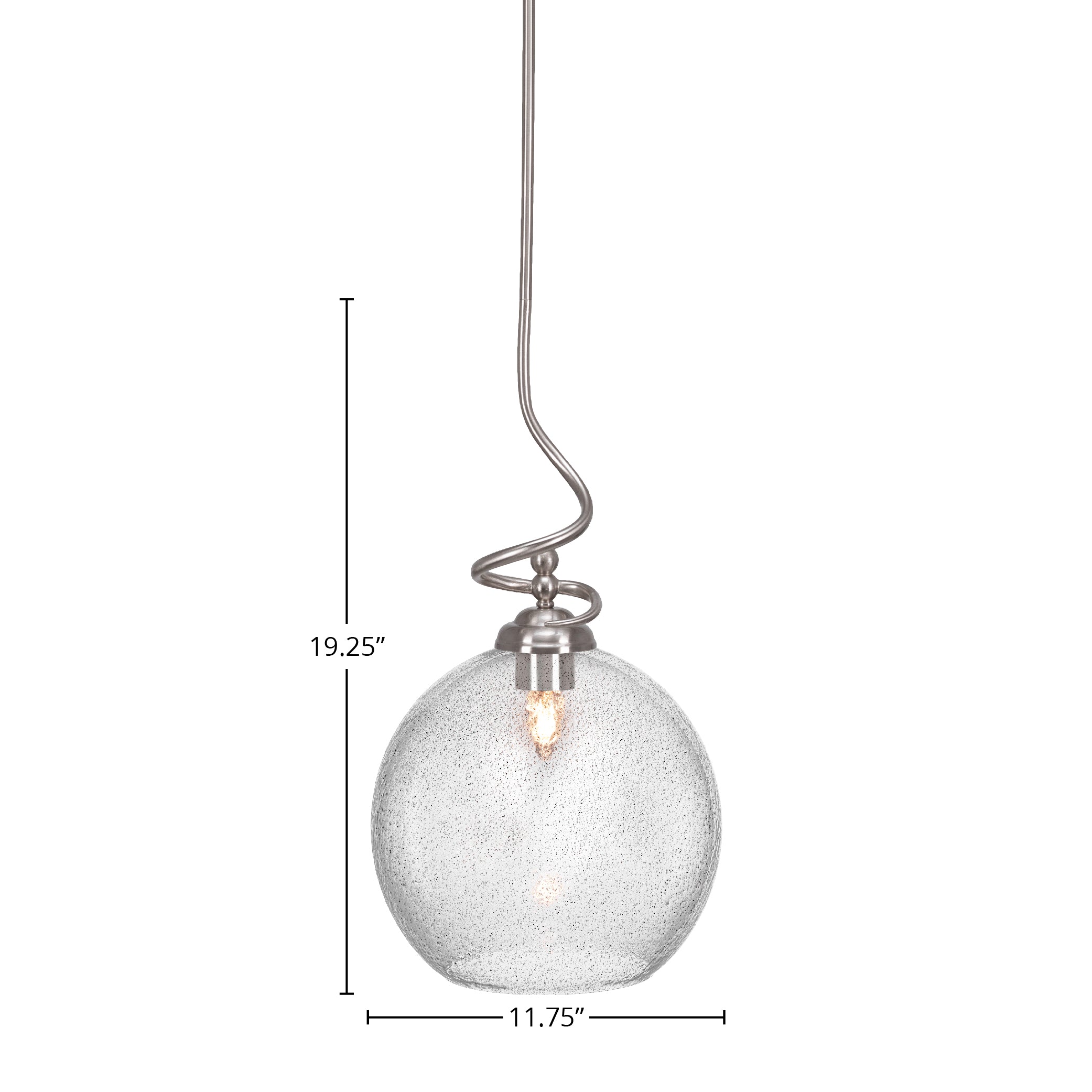Capri One Light Pendant in Brushed Nickel with 11.75" Smoke Bubble Shade