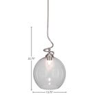 Capri One Light Pendant in Brushed Nickel with 13.75" Clear Bubble Shade