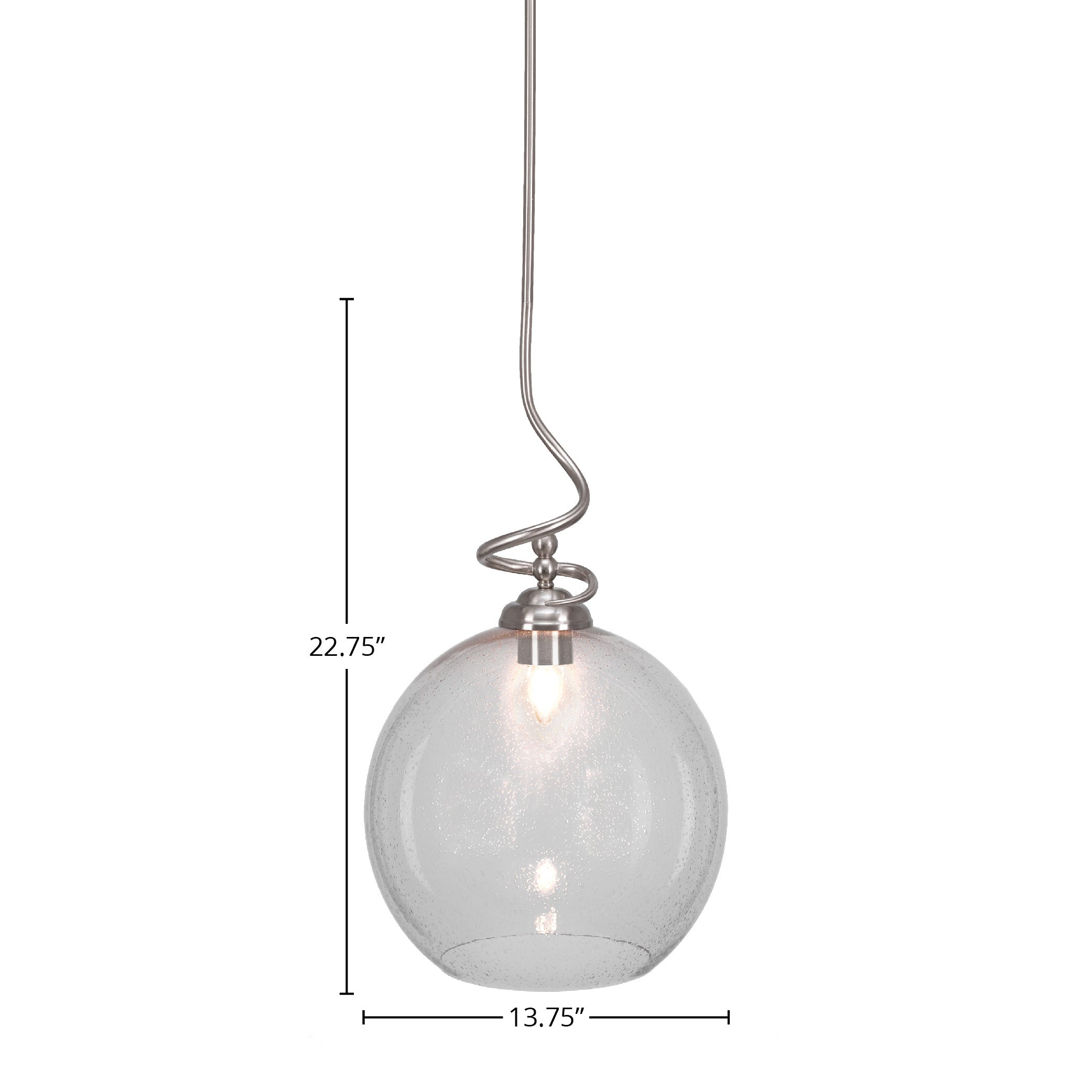 Capri One Light Pendant in Brushed Nickel with 13.75" Clear Bubble Shade