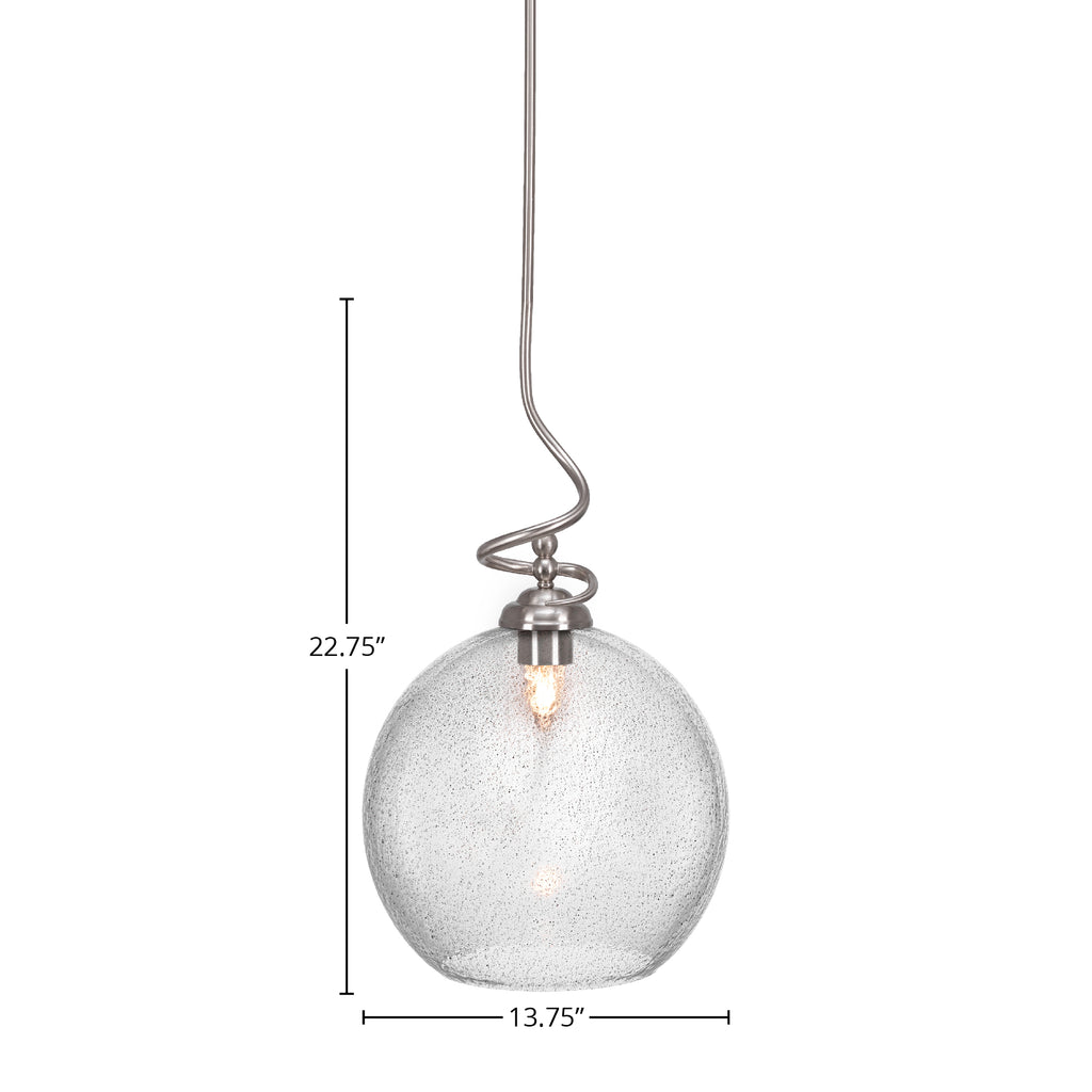 Capri One Light Pendant in Brushed Nickel with 13.75" Smoke Bubble Shade