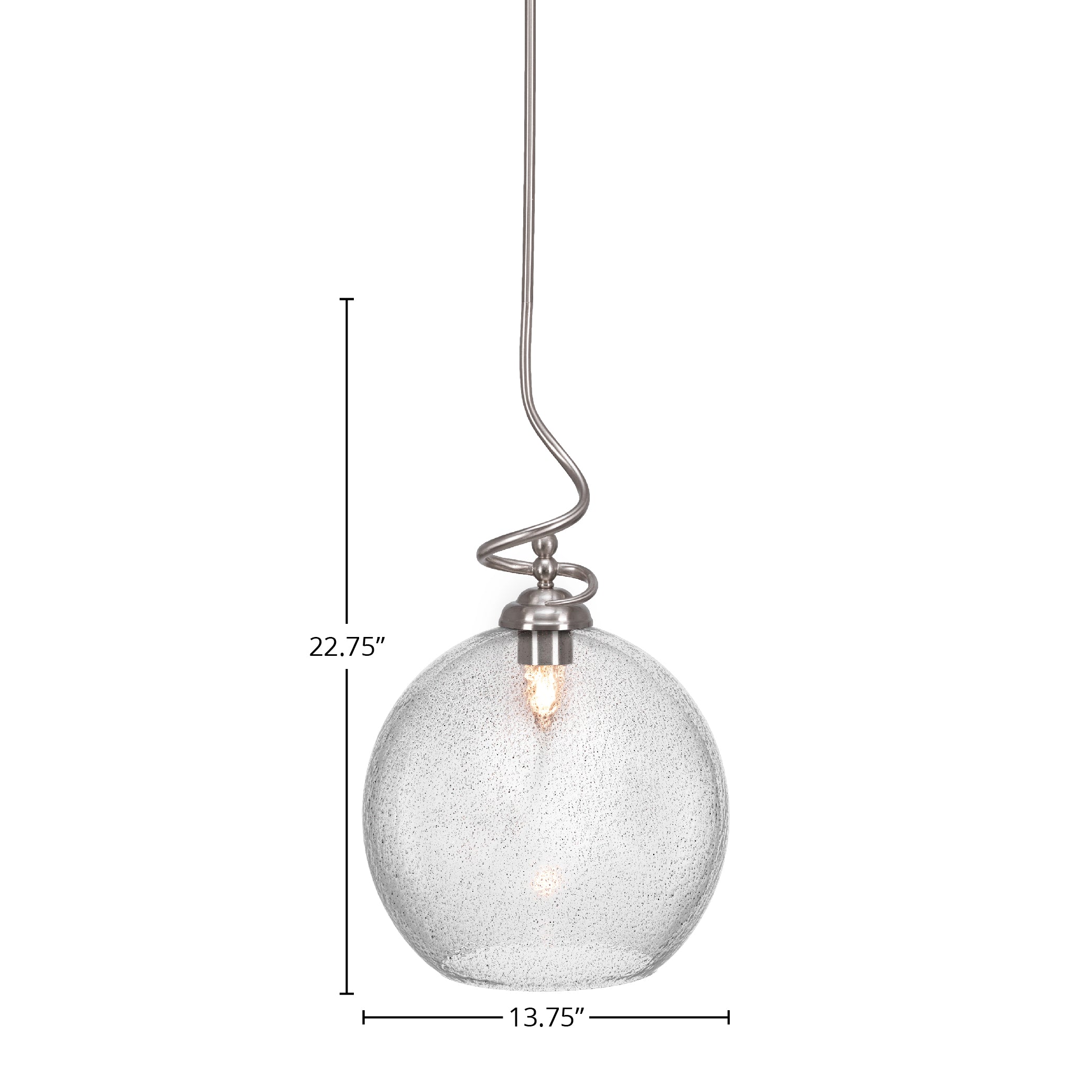 Capri One Light Pendant in Brushed Nickel with 13.75" Smoke Bubble Shade