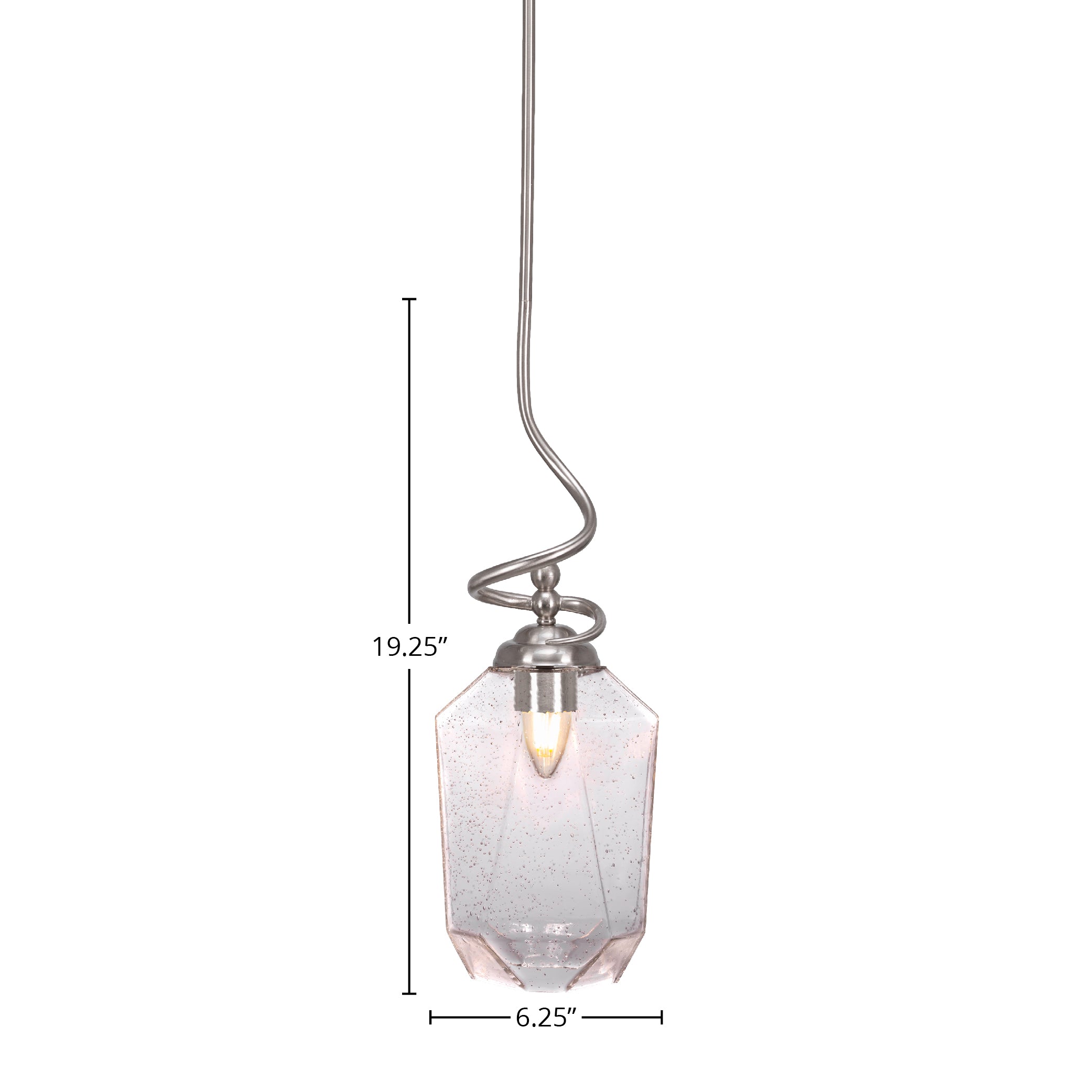 Capri One Light Pendant in Brushed Nickel with 6.25" Clear Bubble Shade