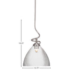Capri One Light Pendant in Brushed Nickel with 10.75" Clear Ribbed Shade