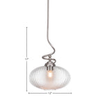 Capri One Light Pendant in Brushed Nickel with 12" Micro Bubble Ribbed Shade