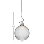 Capri One Light Pendant in Brushed Nickel with 13.75" Clear Ribbed Shade