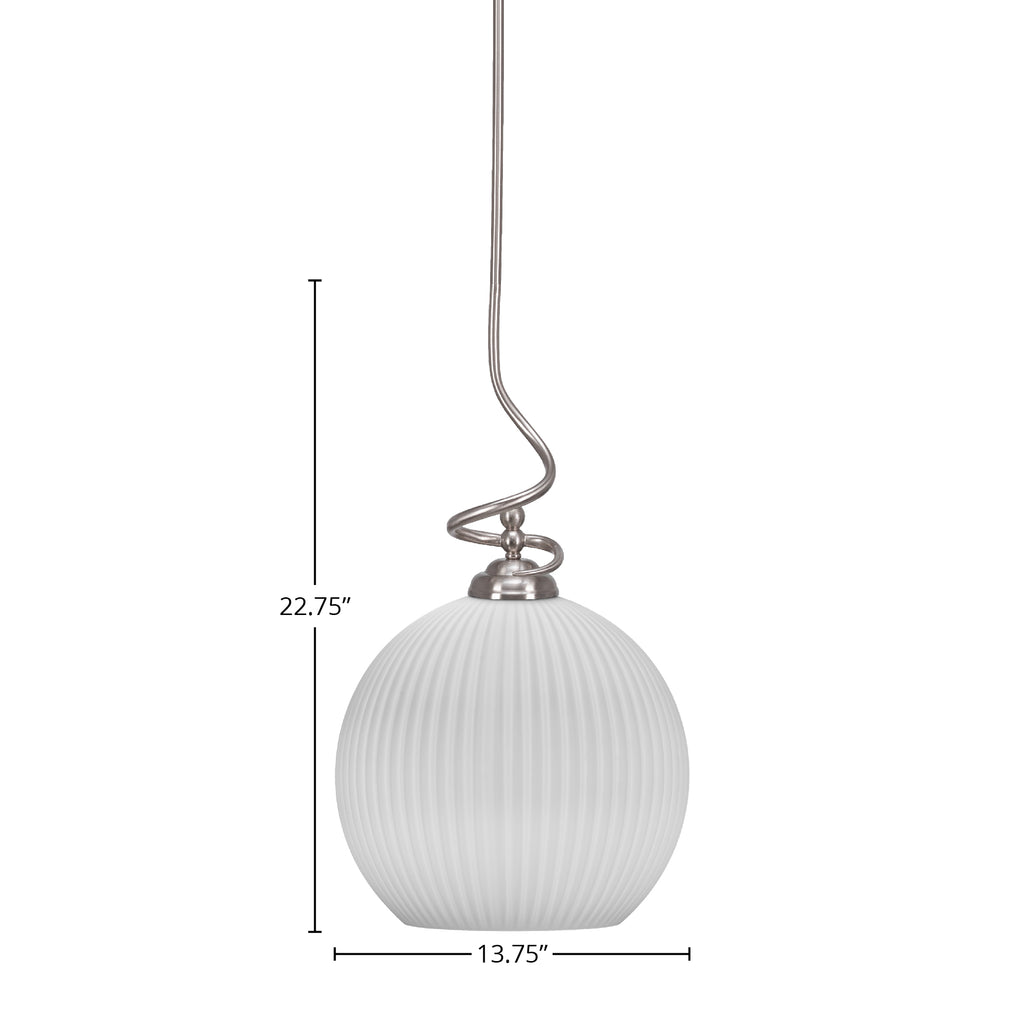 Capri One Light Pendant in Brushed Nickel with 13.75" Opal Frosted Shade