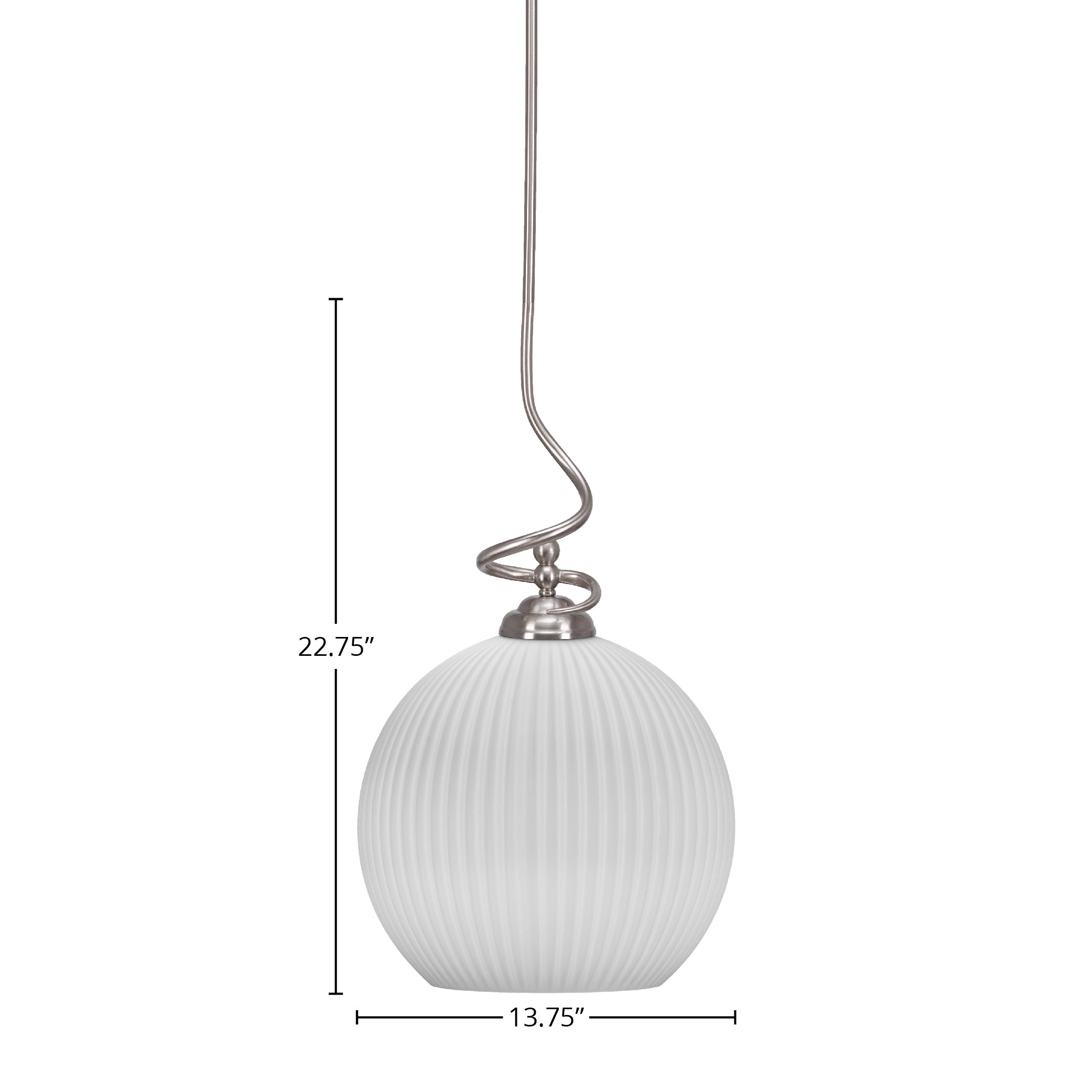 Capri One Light Pendant in Brushed Nickel with 13.75" Opal Frosted Shade